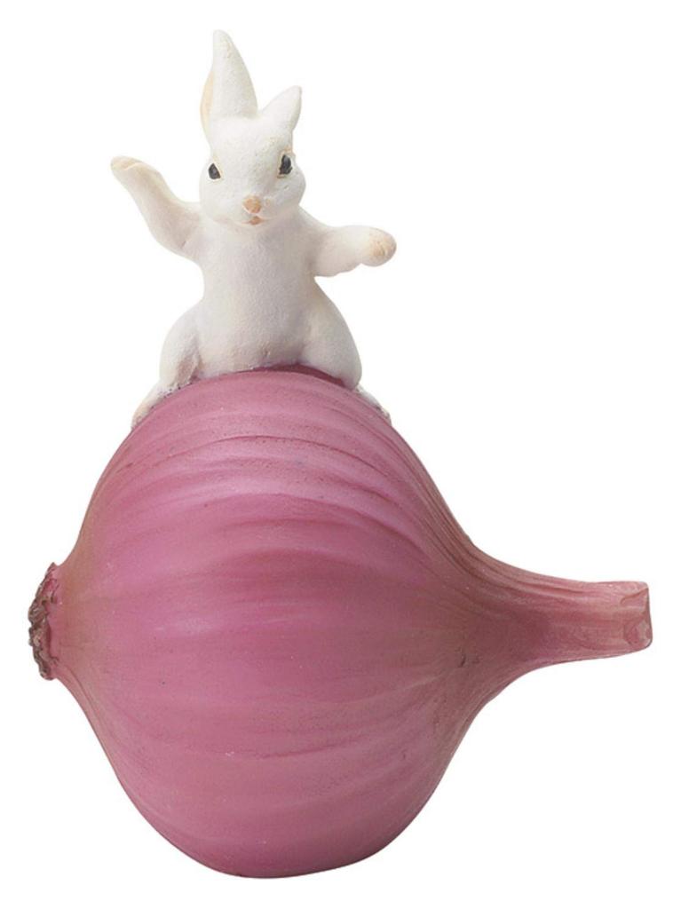 Matsuno Hobby Cute Animal Mascot Figurine, Rabbit and Onion, H6.5 x W5.5 x D4.5cm (Gardening & Interior Decor Series) GM-3834