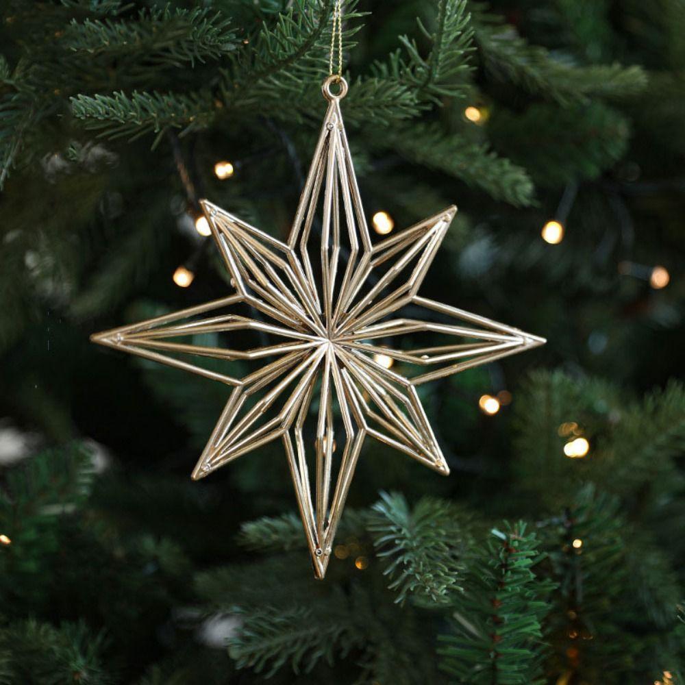 Plastic Christmas Gold Plating Hanging Pendant Snowflake Butterfly Christmas Tree Ornaments Elk Decorative Angel Xmas Pendants