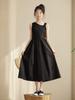 Weileenice Black Recital Size Long Dress with Perfect for and Other Perfect for Girls' Dress, Sleeveless, 140, Off-the-Shoulder Paneling, Weddings,