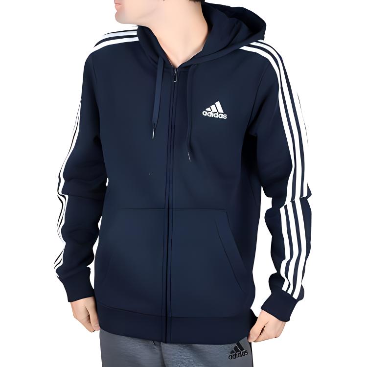 adidas Free Shipping With AdiClub Essentials Fleece 3 Stripes Full Zip Hoodie GK9053