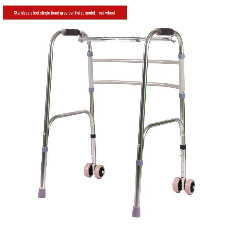 Stainless Steel Rollator Walker with Seat and Wheels - Rehabilitation Support Frame