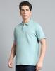 MONTE CARLO Mens Solid Green Collar Neck Half Sleeve T-Shirt