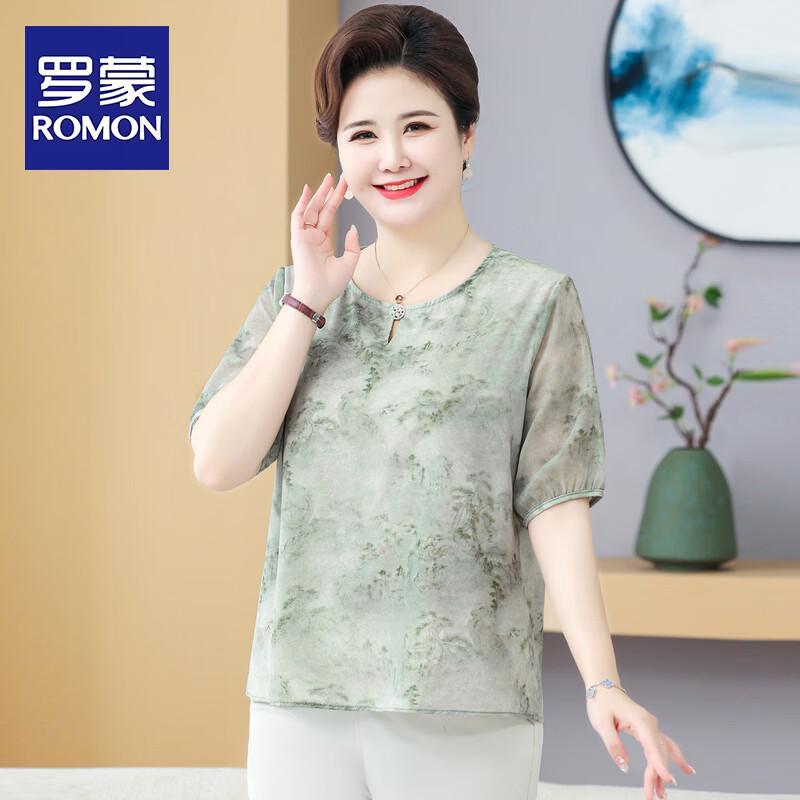 

ROMON Women s Plus Size Short Sleeve Chiffon Top 8XL