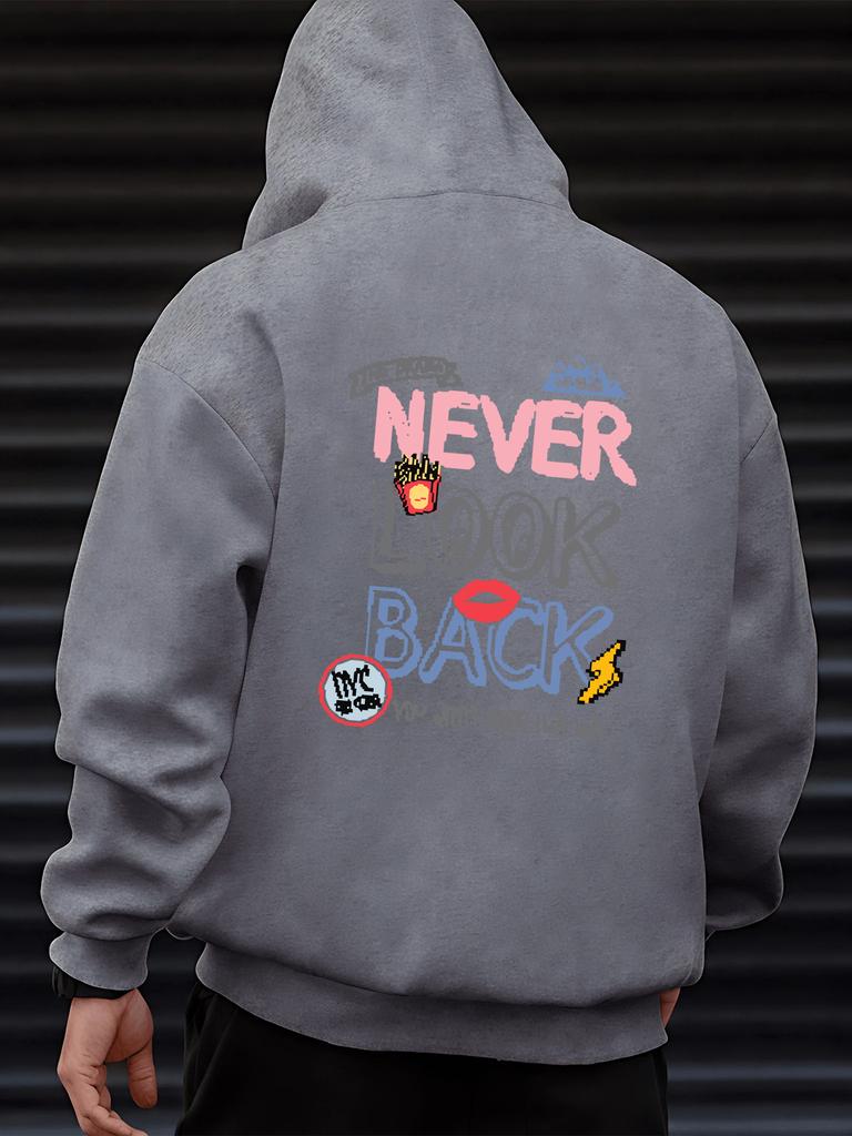 Schau niemals zurück Drucke Herren Sweatshirts Warm Locker Trendy Pullover Lässige Sportbekleidung Fleece Herbst Männlich Vintage Basics Oberteil