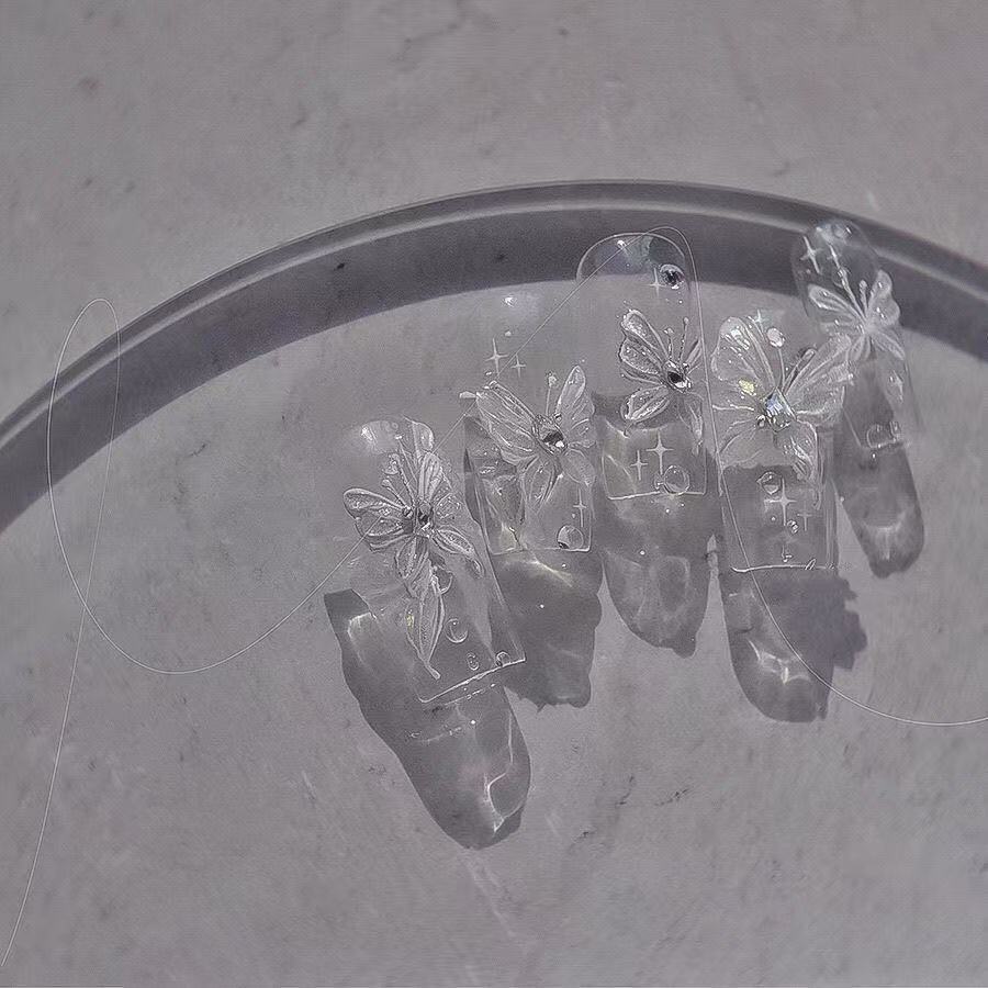 Shell Light Fairy Clear Butterfly Nail Art Sticker Huge Butterfly New Aurora Pure Desire Butterfly Nail Sticker
