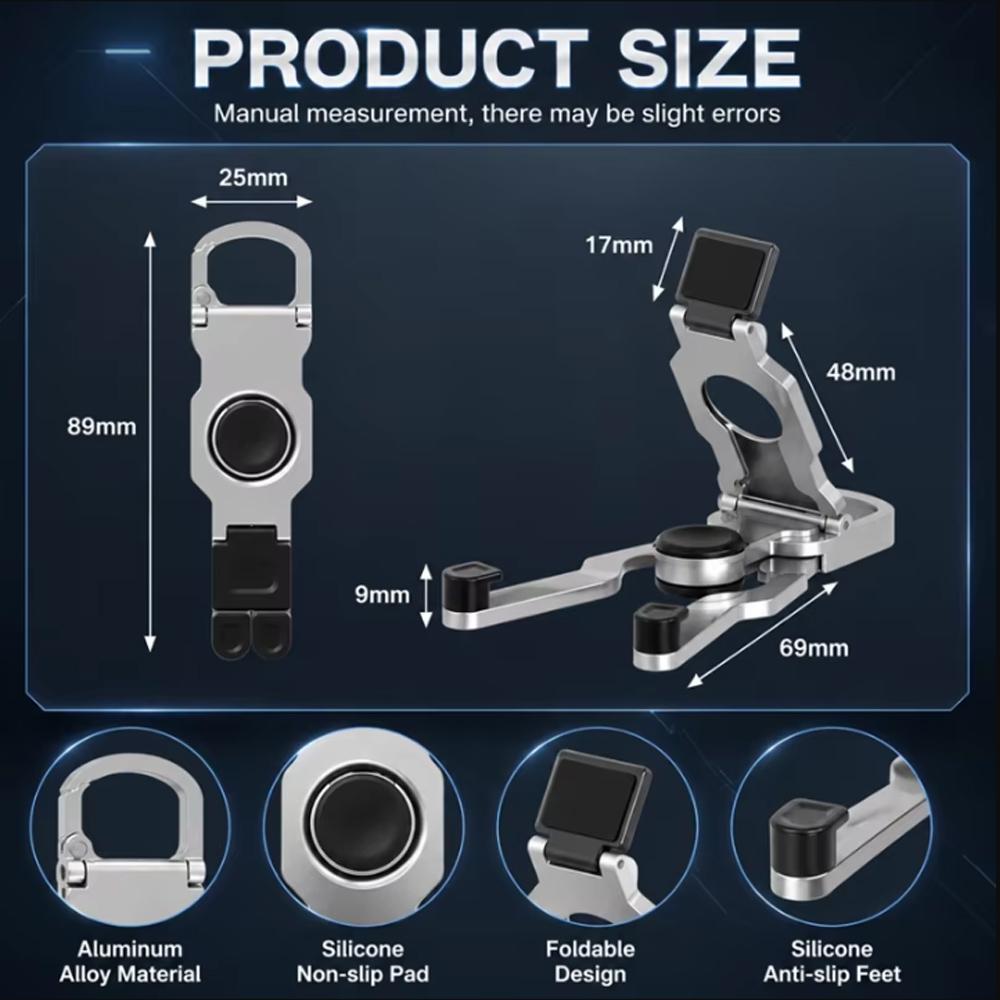 KEBIDU ABS Metal Fidget Spinner Desk Phone Holder Creative Foldable Stand Anti-Stress Adjustable Mobile Mount with Portable Keychain Hook
