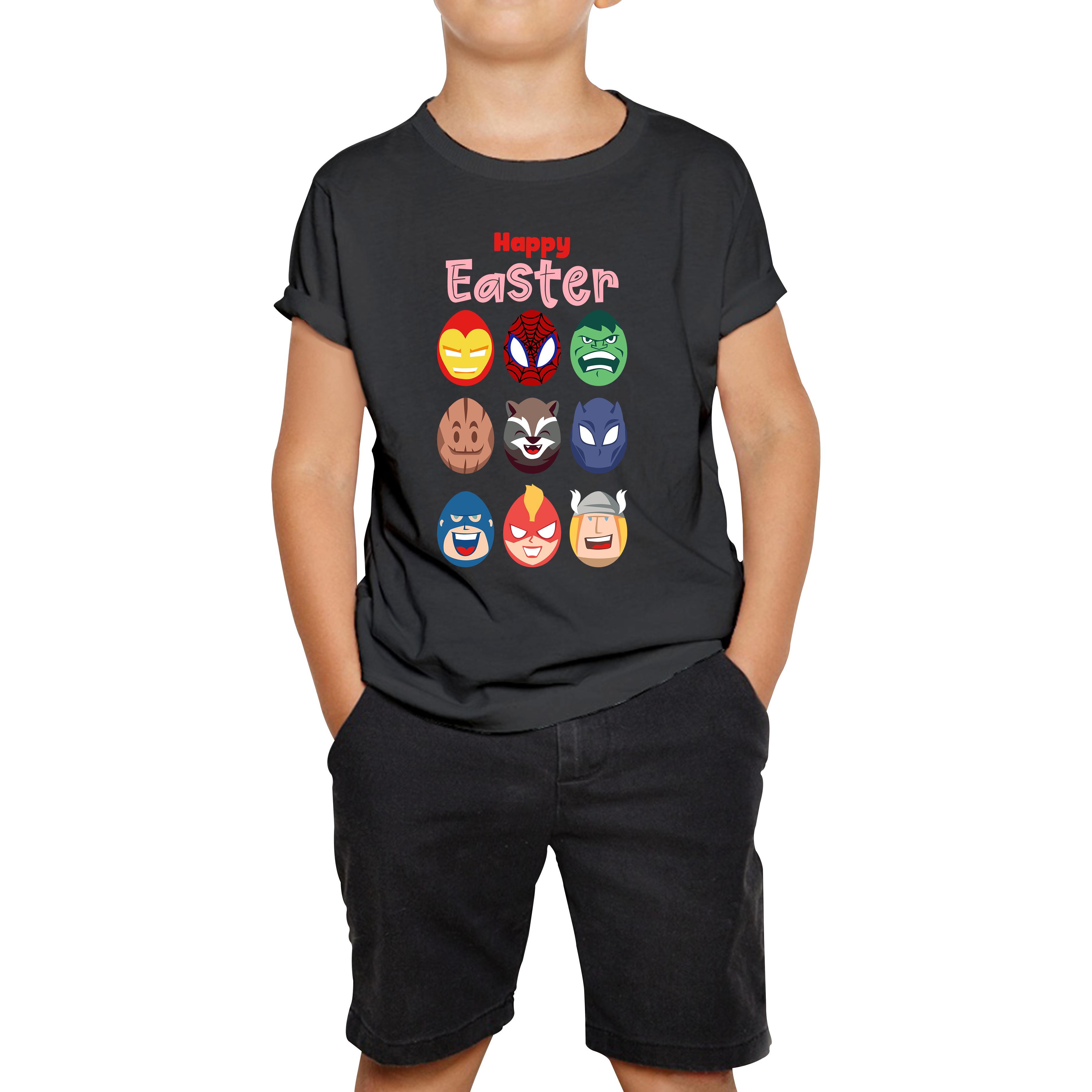

Happy Easter Marvel Avengers Characters Face Avengers Characters Easter Day Happy Easter Cute Superhero Kids Tee 110