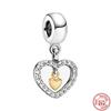 Fit Original Pantaro Charms Bracelet 925 copper Two-tone Heart Ring Mom Tree Bicycle Star Castle Candle Golden Beads DIY Zircon