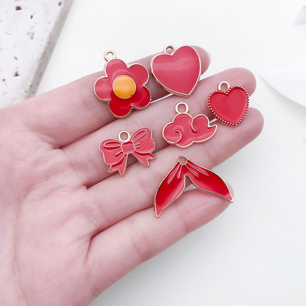 Red Cherry Blossom Oil Drop Keychain & Earrings Set: DIY Jewelry & Hair Accessories