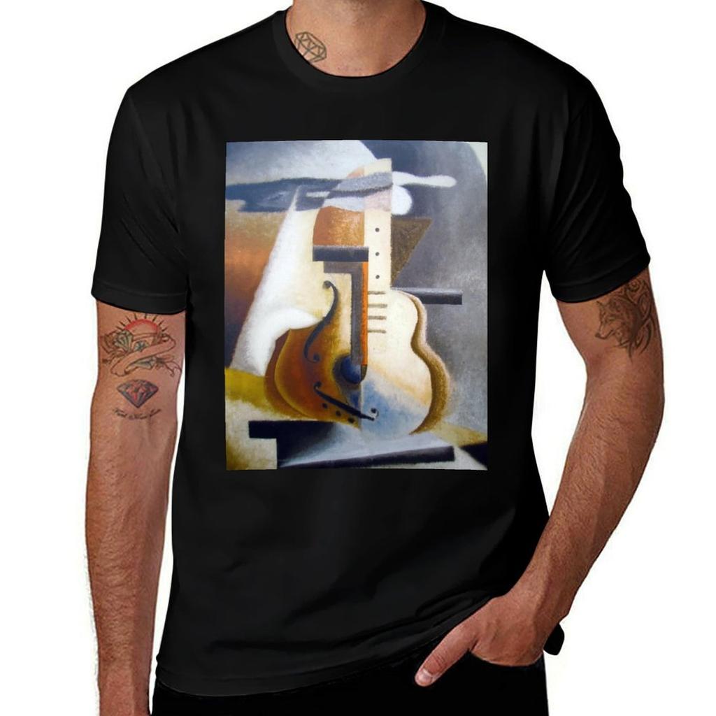 Nikolay Diulgheroff guitar painting TShirt Basic Short Sleeve Cotton Blend TShirt