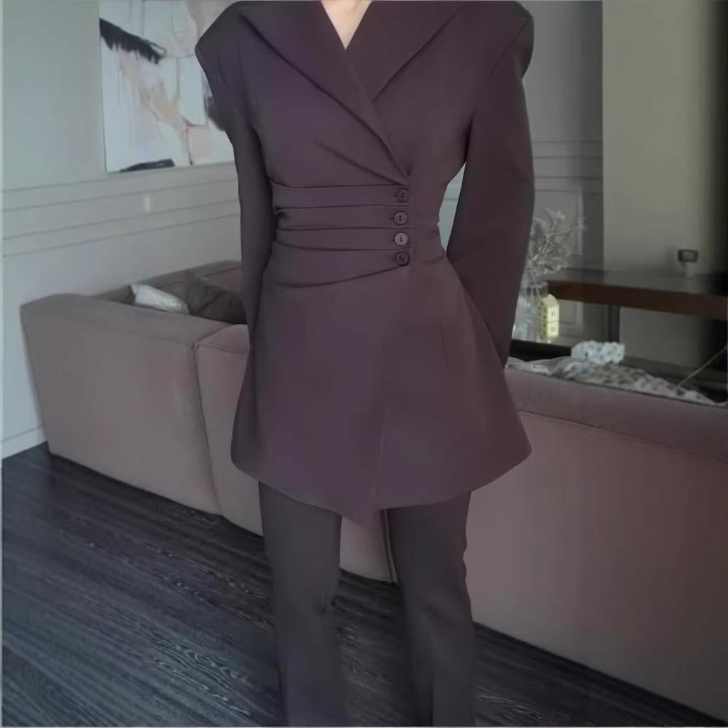 Amazon Cross-border 2026 Autumn New Cross-border European and American Button Long-sleeved Suit Jacket Straight Leggings