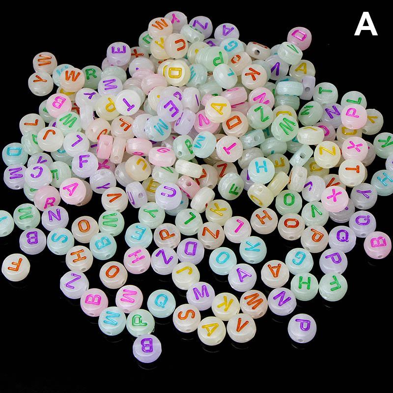 

100 шт. акриловые светящиеся буквы и цифры, свободные бусины, аксессуары для ювелирных изделий своими руками as the picture