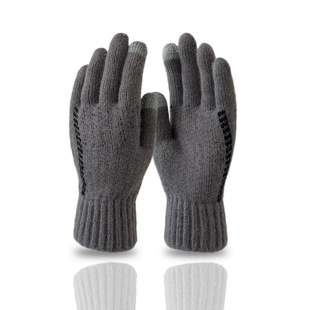 Thickened Knitted Woolen Gloves Touchscreen Full Finger Gloves Fashion Men Knitted Gloves  Sports