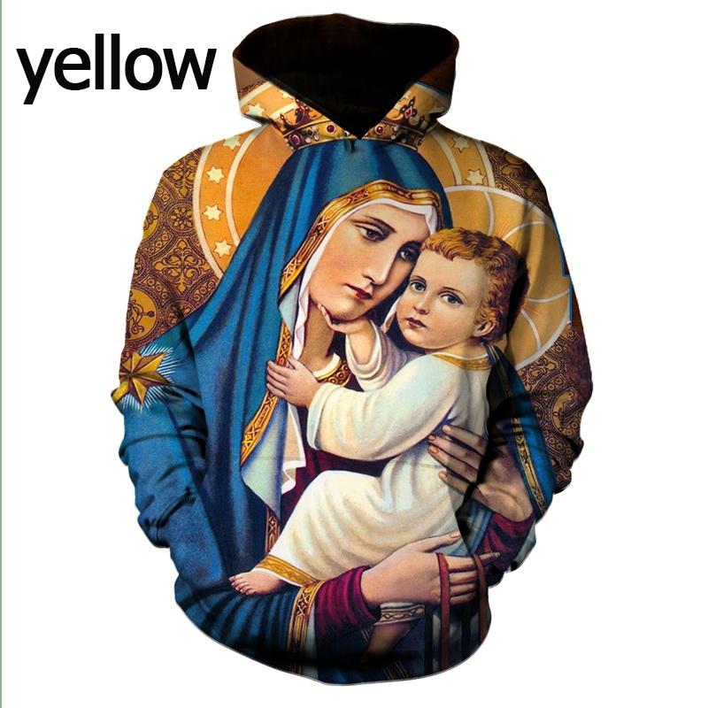

Толстовка с капюшоном God Christians Jesus Unisex 3D с индивидуальным модным принтом и рисунком Девы Марии, повседневная толстовка с капюшоном S
