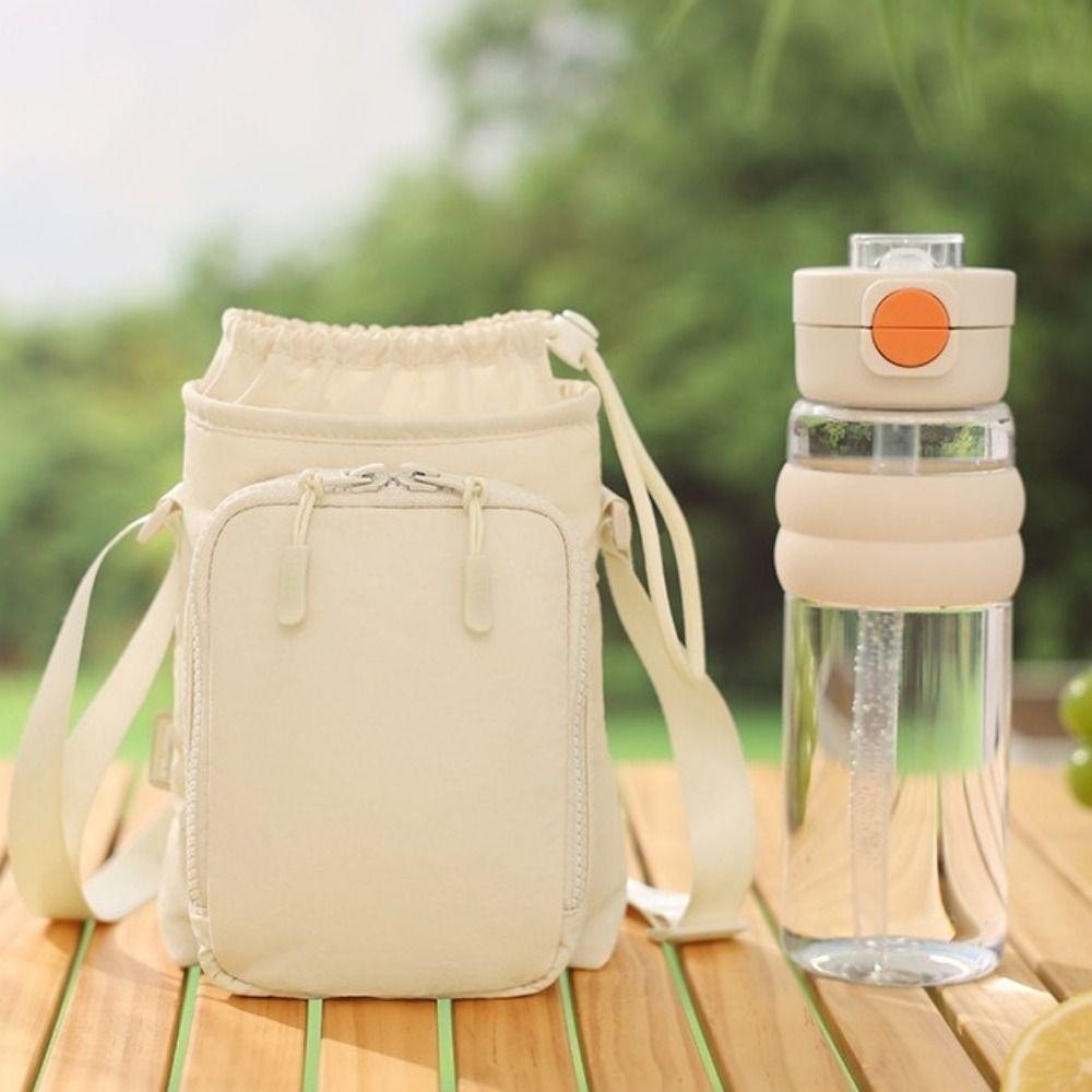 Adjustable Shoulder Strap Bottle Storage Bag Phone Pocket Water Bottle Carrier  Walking Picnic