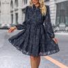 Abito Lungo Elegante Retrò in Pizzo Europeo e Americano - Multicolore Stile Primavera e Autunno