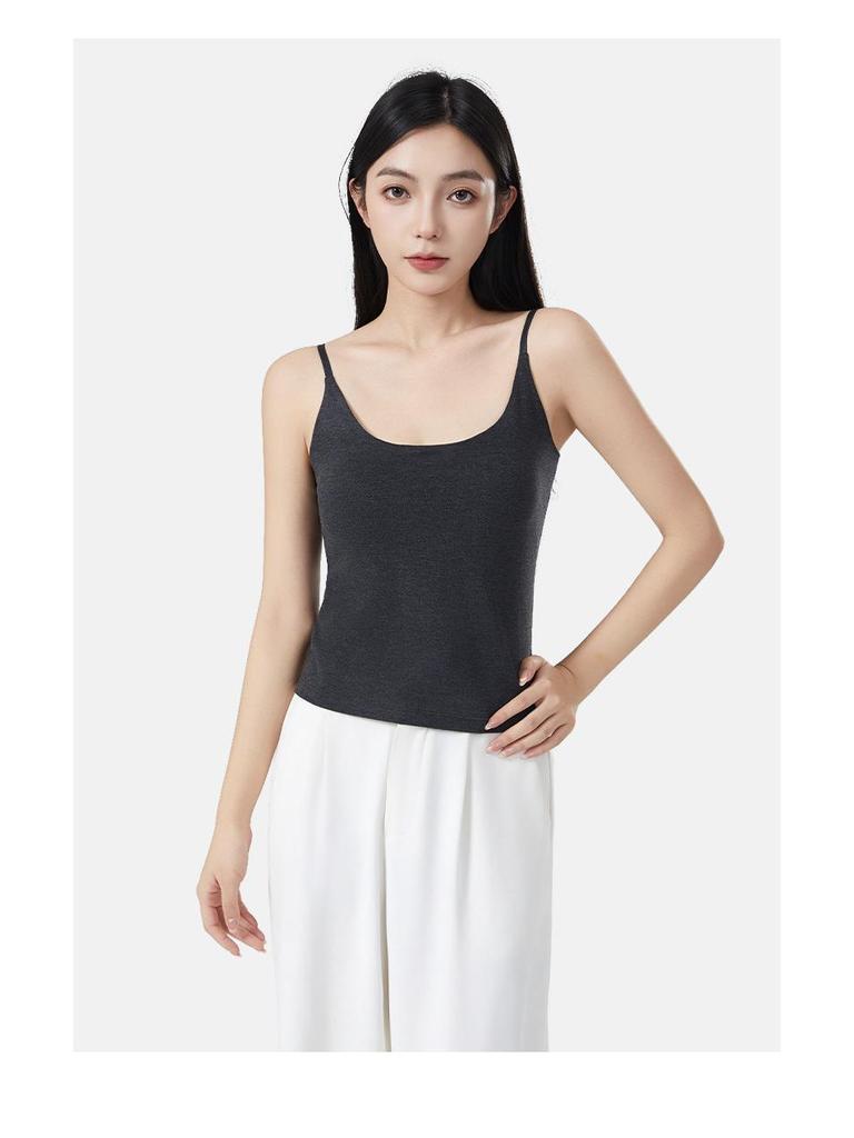 Damen Samt U-Ausschnitt Camisole mit Kamelienöl - Warmes ärmelloses Herbst/Winter Unterhemd