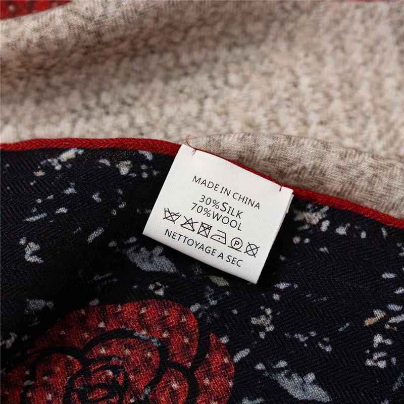 Eșarfă 130*130cm 30% Mătase +70% Lână Retro Vintage Șal Luxos Moale Înfășurare Mare Caldă de Iarnă pentru Femei