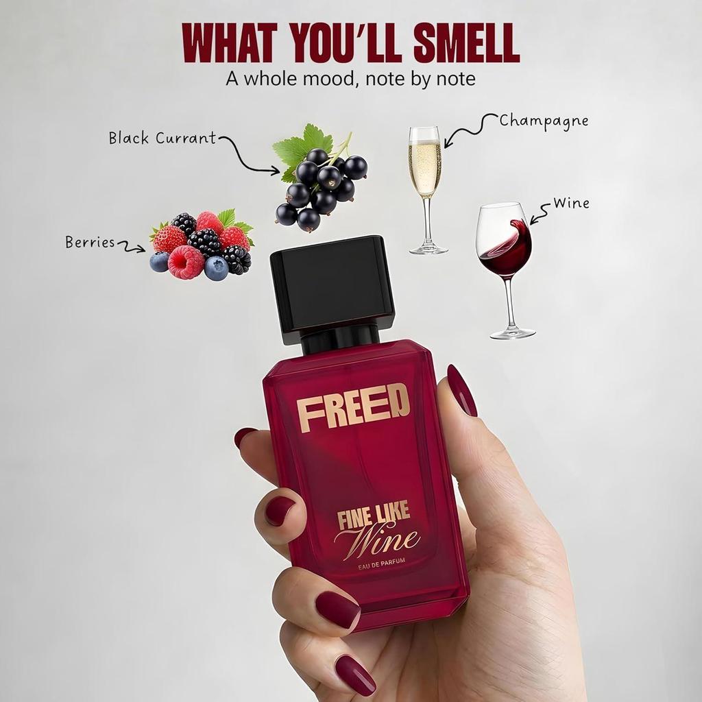 FREED Fine Like Wine Eau De Parfum for Women | Boozy Fruity Luxury Perfume with Wine & Berries | Long Lasting Smell |