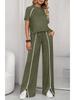 2026 Women's Round Neck Ribbed Casual Hoodie and Pants Set