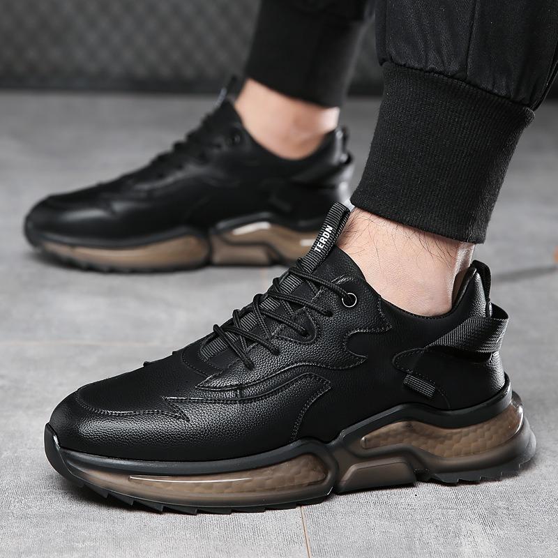 Fashion Autumn Winter Platform Leather Velvet Sneakers for Women Designer Soft-soled Men's Shoes Fashion Black Increase Sport Shoes Male