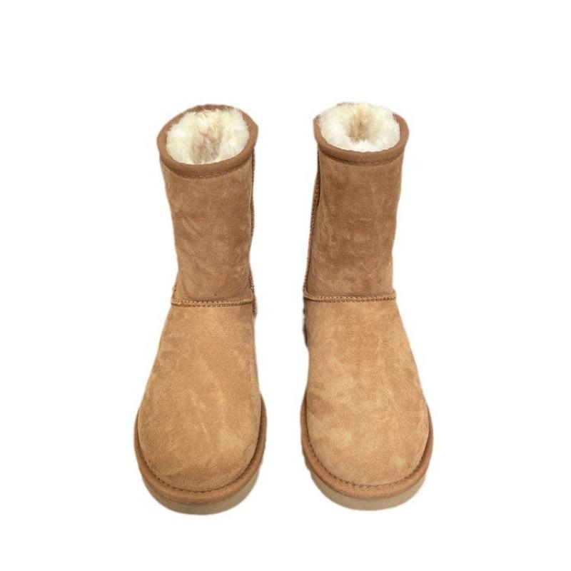 Snow Boots Women's New Winter Fur Integrated Medium Tube Piled Thickened Warm Snow Cotton Shoes