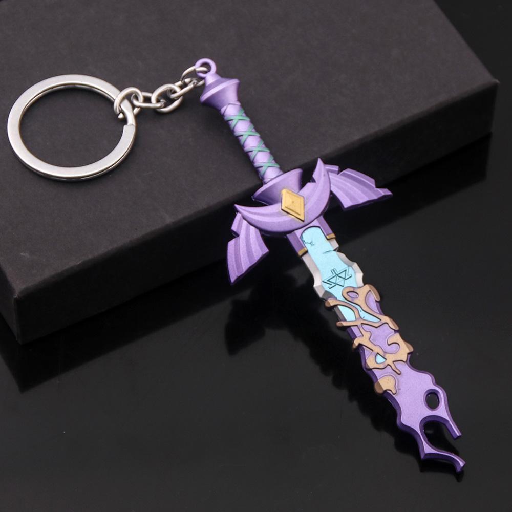 13CM Zeldas Master Sword Model Keychain Breath of The Wild Metal Pendant Keychain for Men Women Car Bag Jewelry Gift