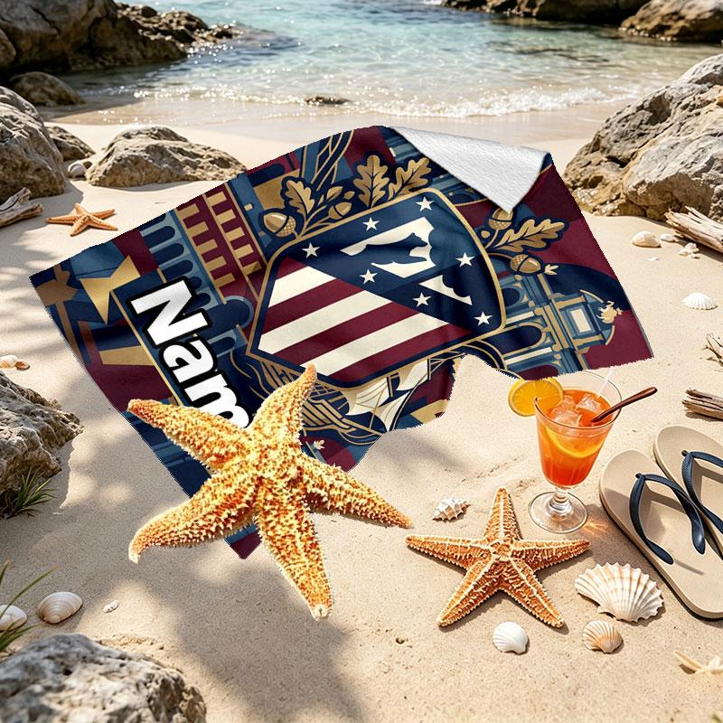 Custom Name Personalized Atletico Madrid Print Beach Towel, for Trip Camping Beach Party Home Decor, Birthday Gift for Family & Friends