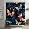 Vivid Butterfly Floral Shower Curtain Waterproof Decorative Bathroom Hanging Wall Home Decor Soft Fabric Printed Watermelon Desi