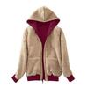 Plus Size Womens Plush Hooded Jacket Long Sleeve Zipper Sweater Coat Tops
