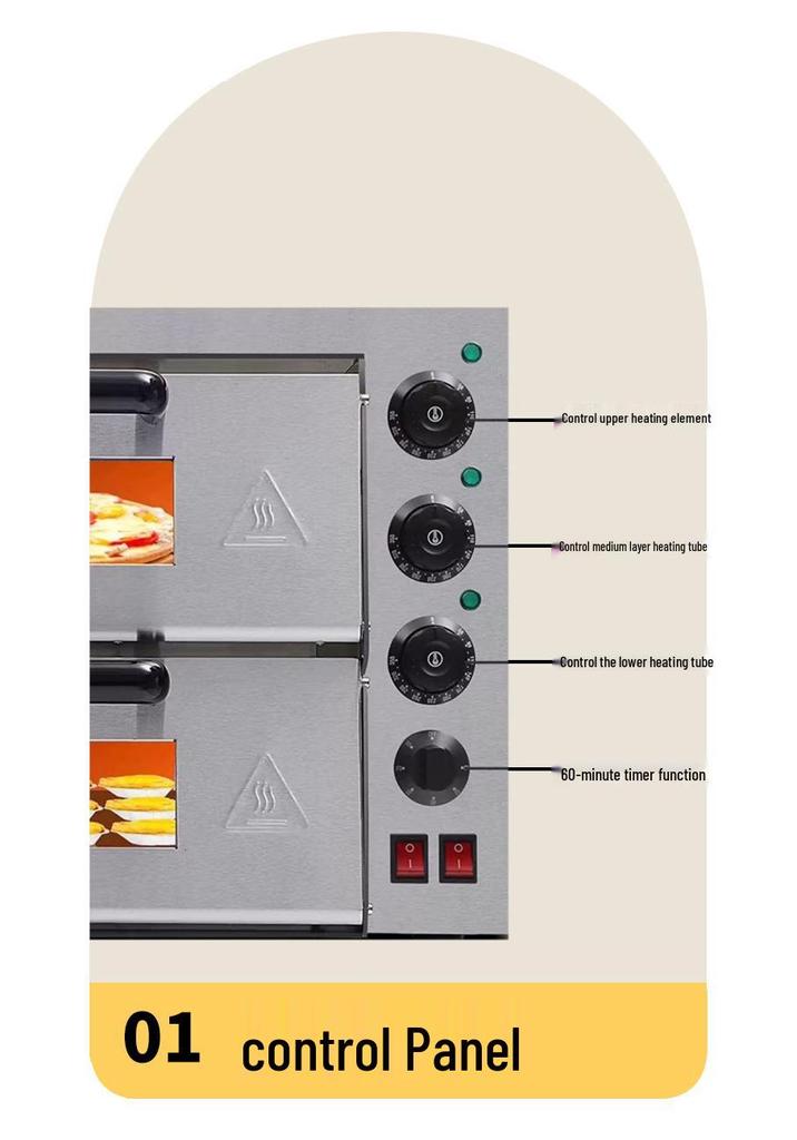 Fumai Electric Stone Slab Pizza Oven, High-Power Single/Double Layer with Stainless Steel Timer for Commercial Use