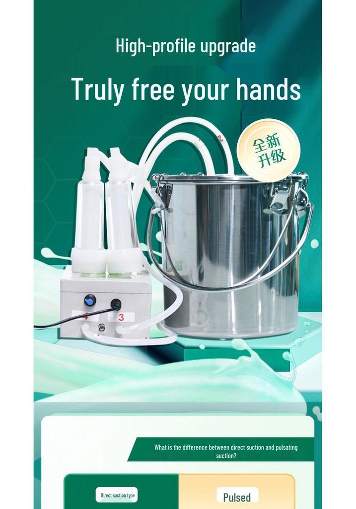 Electric Milking Machine for Cows & Sheep: Pulsating, Speed Adjustable, Fully Automatic, Compact for Home Use
