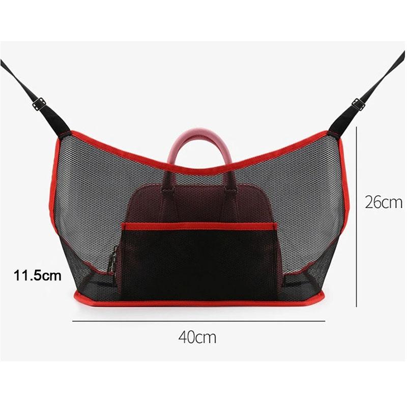Large Capacity Car Seat Net Pocket Handbag Purse Holder Bag Organizer Storage Pet Net Barrier Dog Pouch Between Back Seats