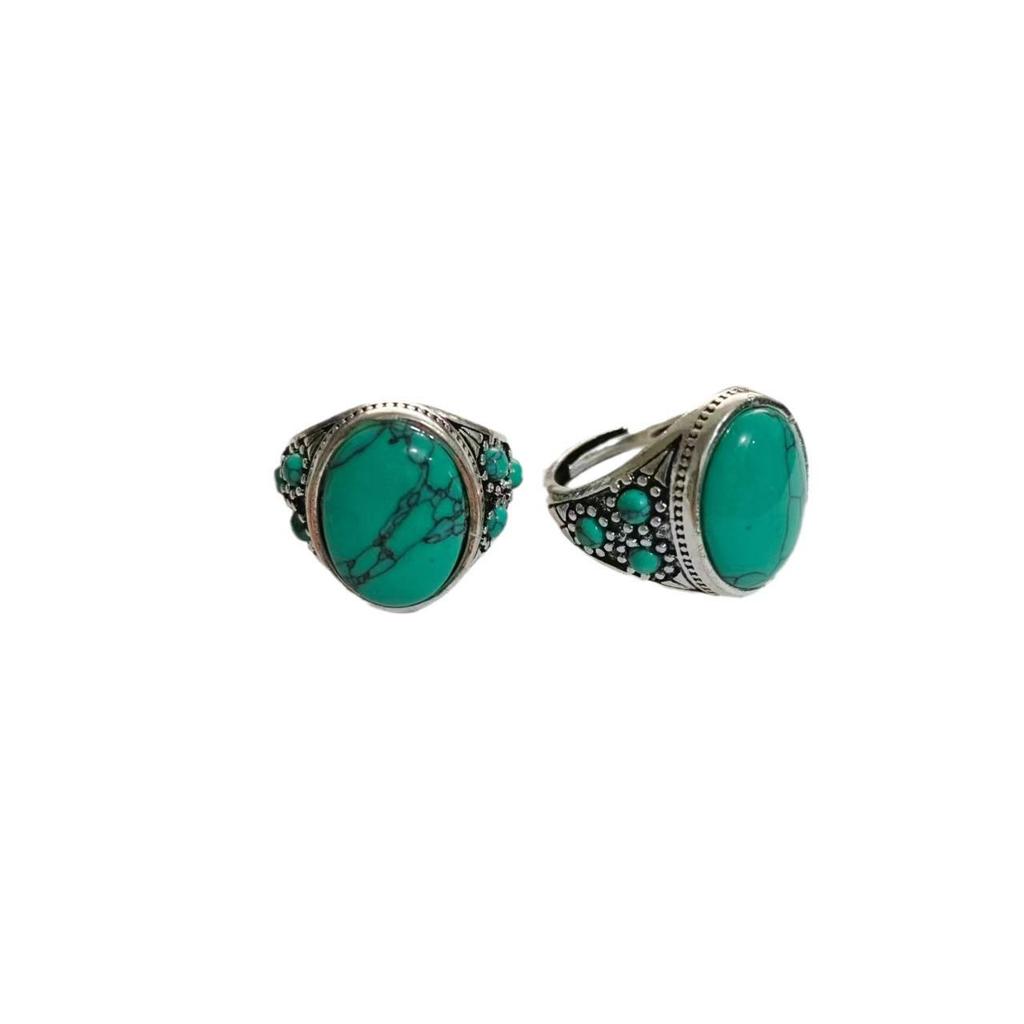 Unisex Adjustable Retro Turquoise Open Ring