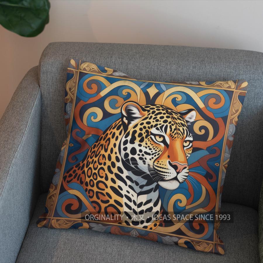 2D Exotic Leopard Art Pillow For Decorative Appeal Pattern Cushion Cover Suitable For Sofa Bedroom Car Pillow Cover