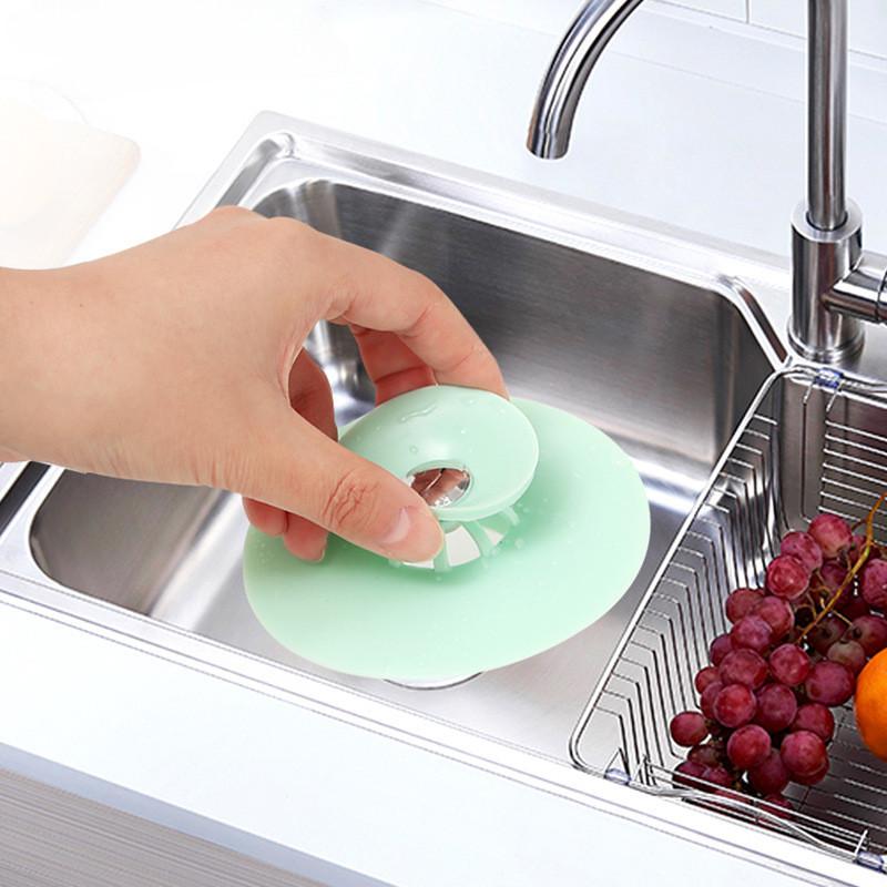 2pcs  Push-Type Silicone Floor Drain  Silicone Universal Sink Stopper  Prevent Clogging  Bathroom Drain Hair Catcher Press Water