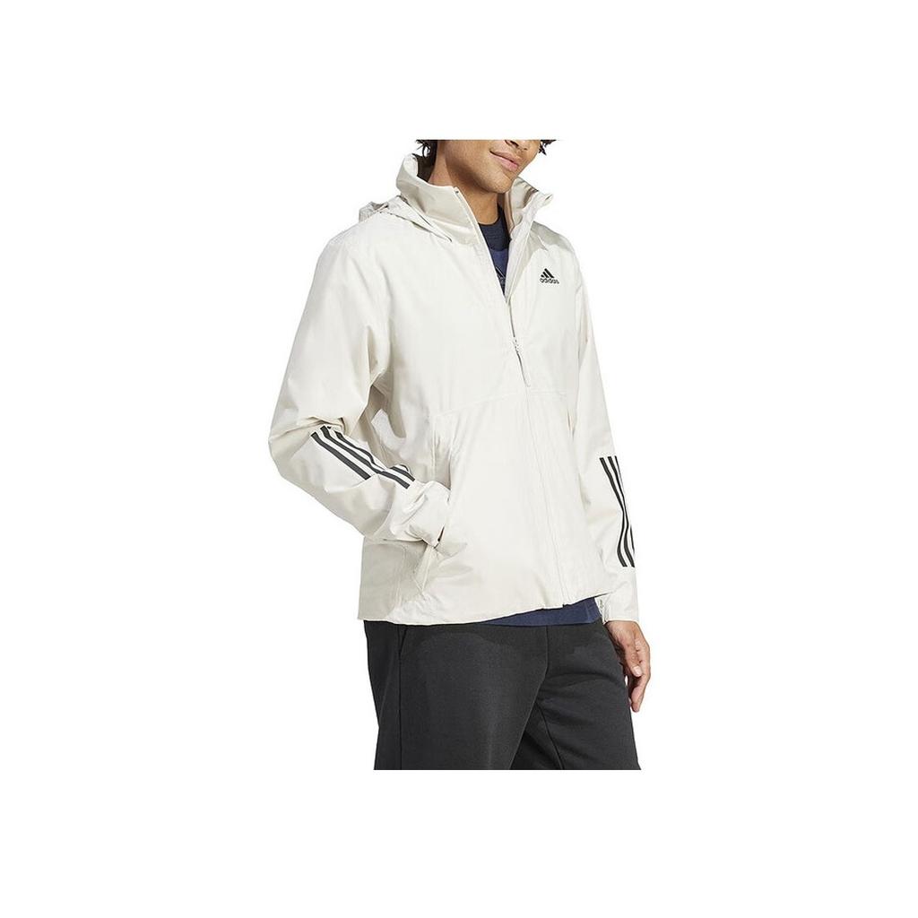 Adidas Tri-Stripe Colorblock Sports Training Casual Hooded Jacket Men Outerwear White IS1237