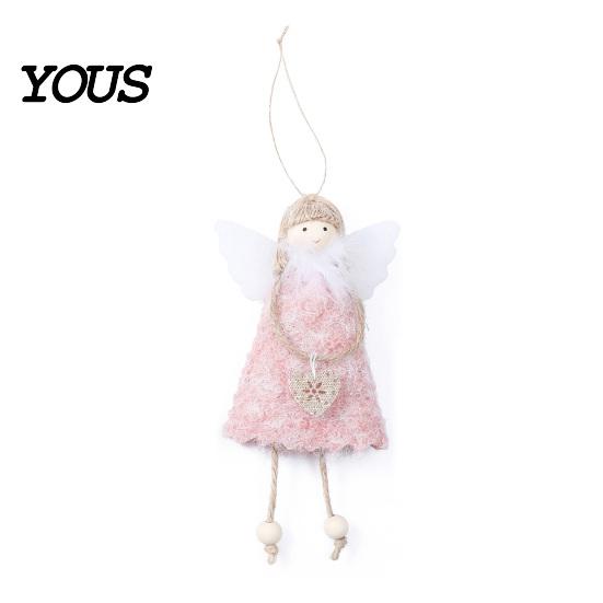 Reusable Christmas Ornament Tree Plush Angel Doll Ornament, Cute Small Soft Fabric Hanging Pendant for Thanksgiving Day Gifts, Holiday Party