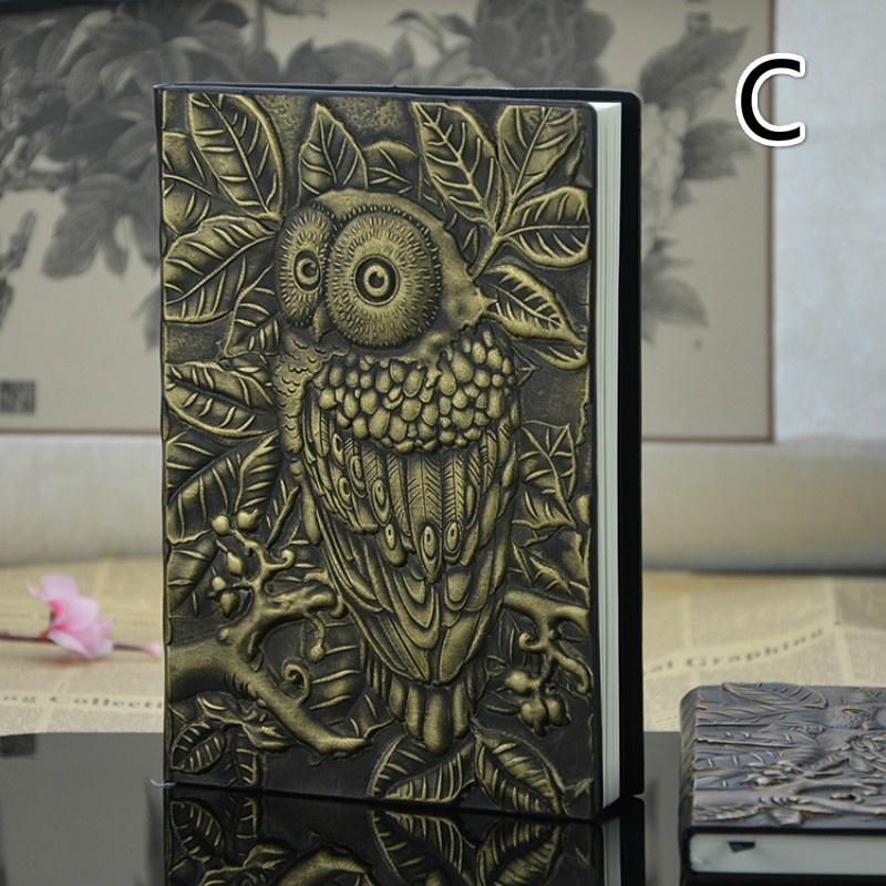 3D Vintage Embossed Leather Owl Printing  Travel Diary A5-Notebook Gifts Notepad 1pcs Note Book