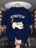 Unisexs Cute Stretch Lazy Cat Graphic Tshirt Lovely Pet Crew Neck Tees Casual Tops For Male Cat Admirers Cartoon Daily Gift