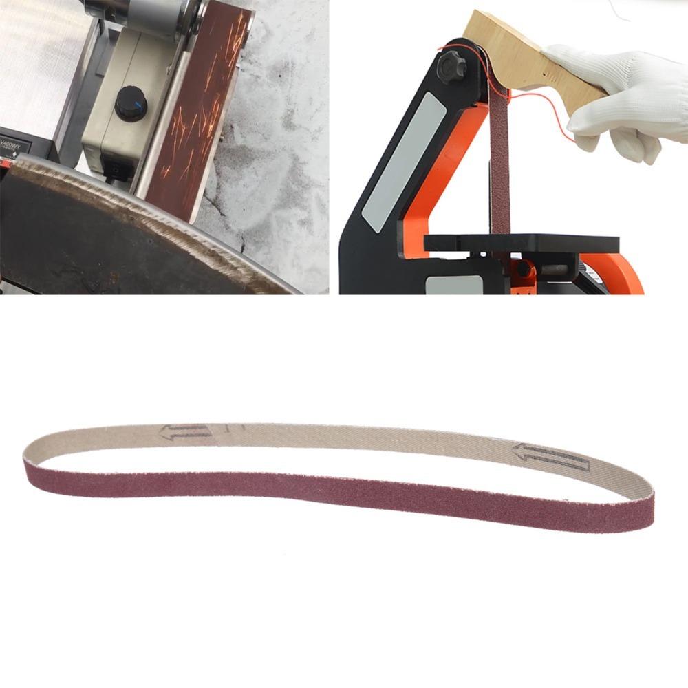 10pcs 3/8 x 21 Inch Sanding Belts 100 Grit Aluminum Oxide Belts Metal Grinding