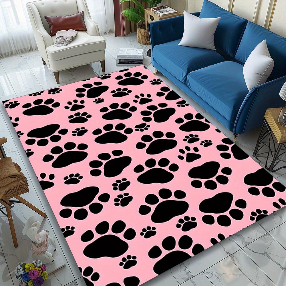Animal Paw Print Polyester Area Rug - Large Durable Crystal Velvet Carpet Mat for Bedroom, Living Room, Study - Heavy