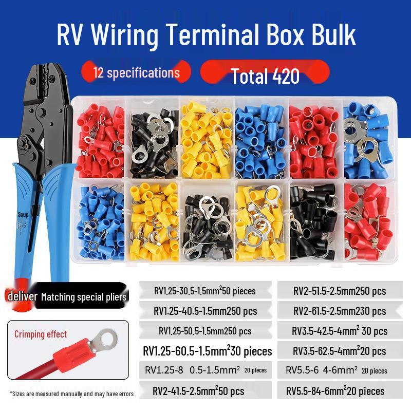 Tubular Needle Terminal Set: RV Crimp Pliers & SV/OT/UT Copper Lugs