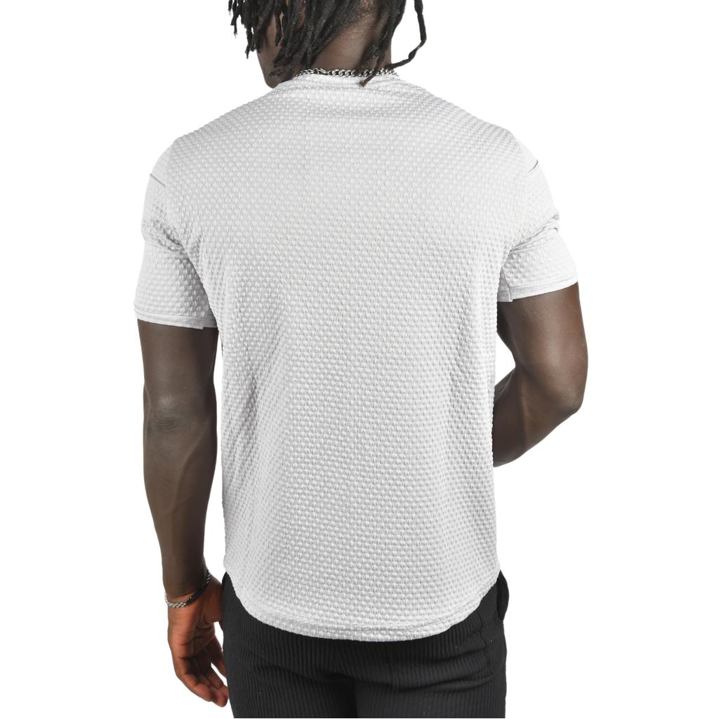 DeepSEA Front Pleated Embossed Dot Patterned Waffle Fabric T-Shirt 2403207