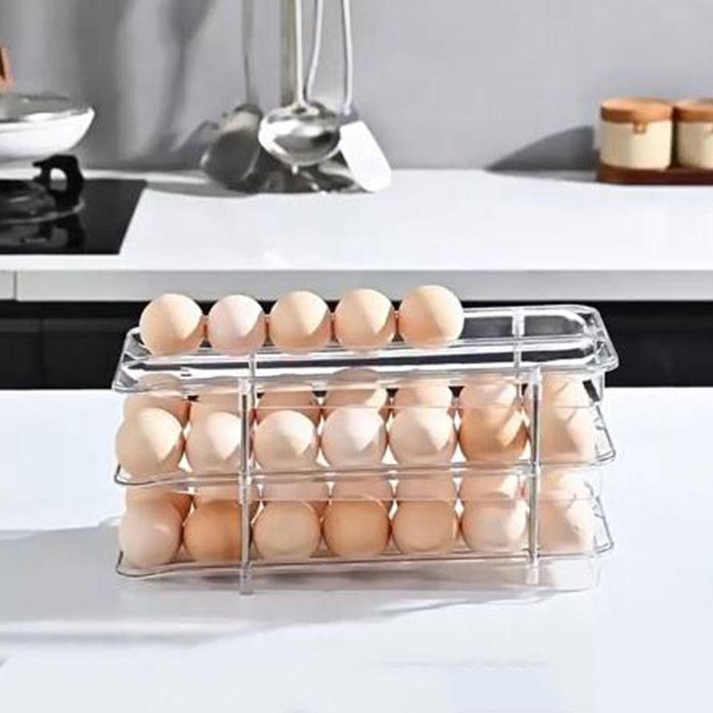 Transparent Refrigerator Egg Storage Box Large Capacity Refrigerator Egg Dispenser  Kitchen