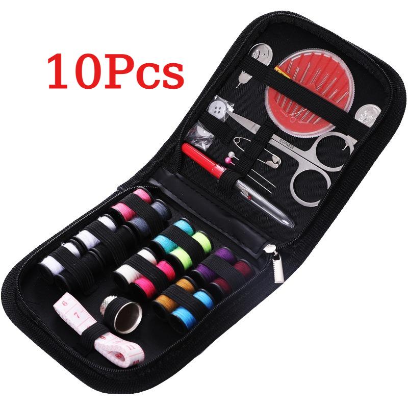 172/127/63/10Pcs/set Sewing Kit with Threads Needles Scissors Tape Measure Buttons Storage Bag Portable Travel Sewing Box Tools