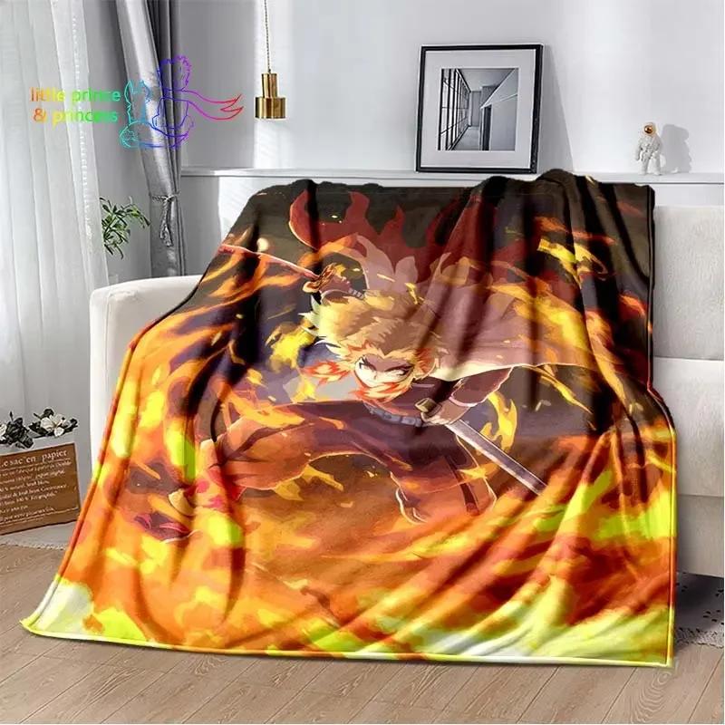 Rengoku Kyoujurou Demon Slayer Character Anime Blanket Lightweight Comfortable Soft Breathable Ultra Warm Blanket Bedding Travel