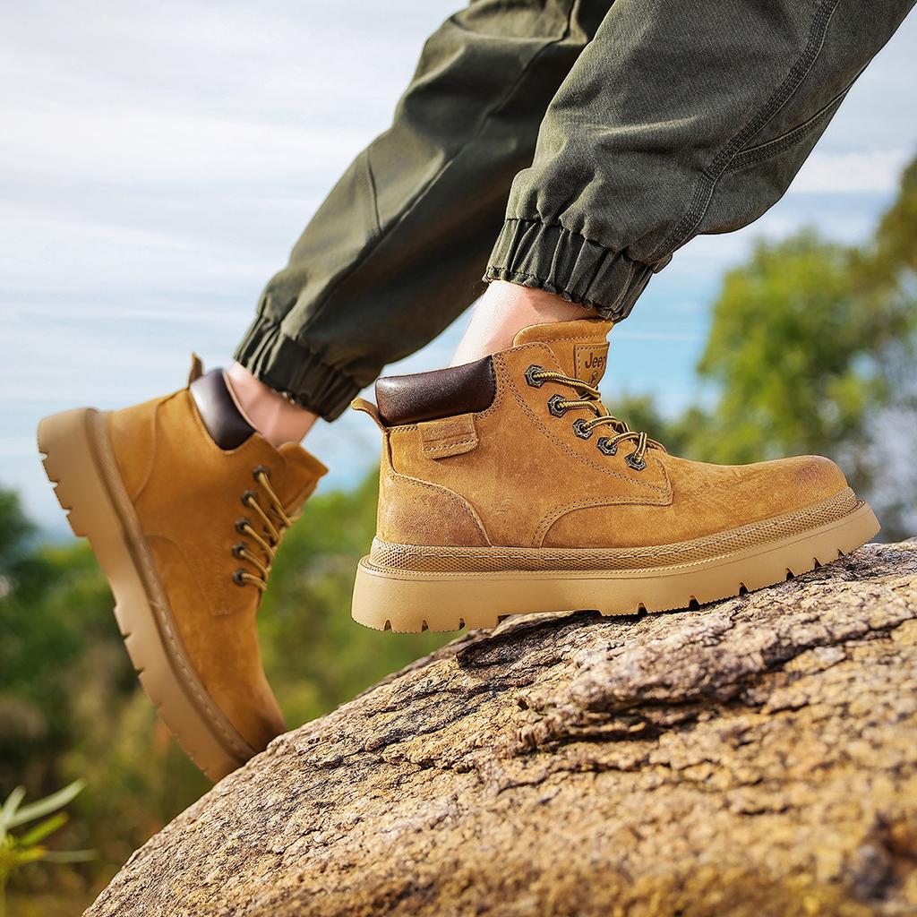 Jeep Fabric Outdoor Thick Sole Casual British Style Work Fashion Versatile Mid-Calf Martin Boots Men Boots P561M13005