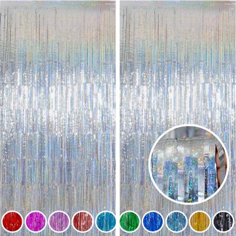 1/2/3Pack Glitter Party Backdrop Metallic Foil Tinsel Fringe Curtain Birthday Wedding Graduations Decoration Anniversary Photo. 5