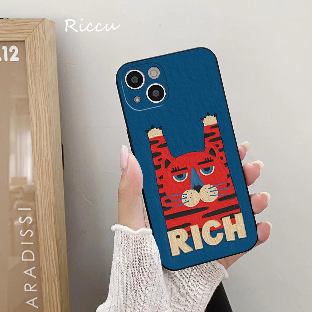 New Beckoning Tiger Phone Case 14 11 12 Pro 8 7 14 Plus 2020 X Pro 14 MAX 13 MINI XR XS Soft Cartoon Sleeping Cat Phone Covers
